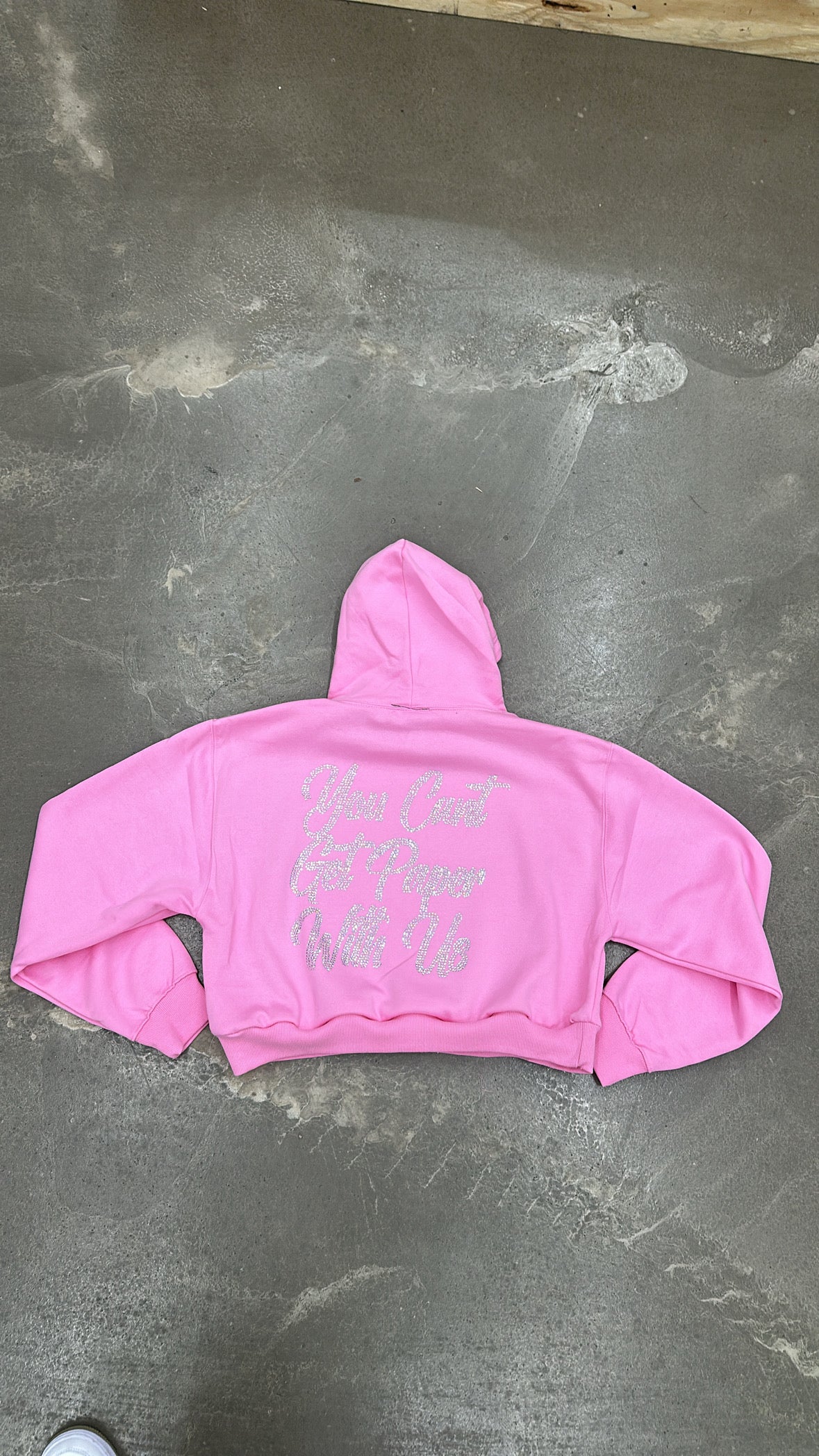 Cropped Pink Rhinestone Hoodie